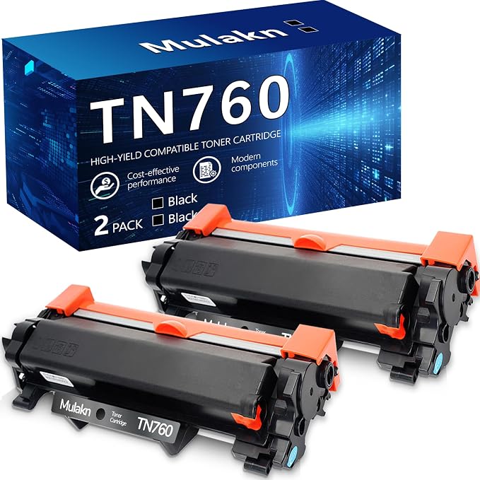 TN760 Toner for Brother Printer TN-760 TN 760 TN730 TN-730 2 Pack Black | for brother toner tn760 High Yield MFC-L2750DW MFC-L2710DW HL-L2350DW HL-L2395DW HL-L2370DW DCP-L2550DW Printer