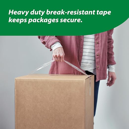 Duck HD Clear Packing Tape with Dispensers - 6 Rolls of Strong Heavy Duty Packing Tape for Shipping and Moving,Boxes and Packaging - 1.88 in. x 22.2 Yards - 1.5" Core - Clear (287732),(Pack of 2)