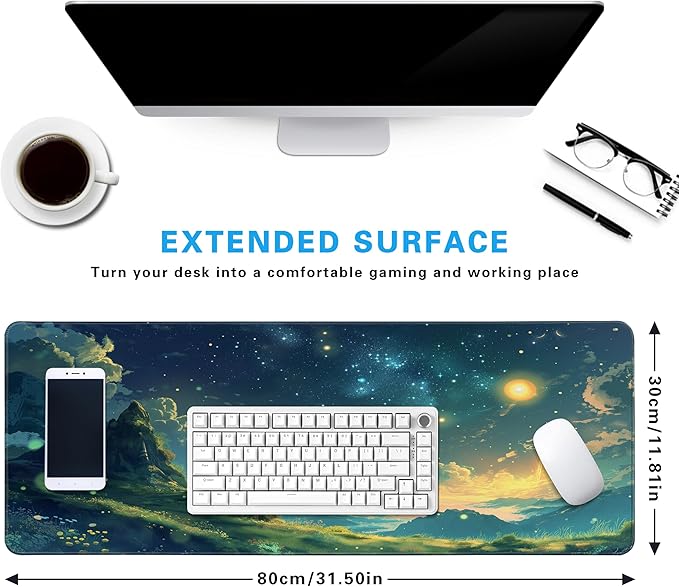 Forest Starry Sky Gaming Mouse Pad, Large Extended Mouse Pad Big Computer Mousepad for Home Office Gaming Work 31.5x11.8inch