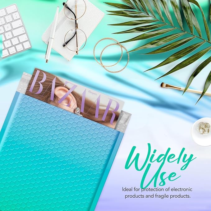 Fuxury Bubble Mailers 8.5x12" 240 Pack Padded Envelopes Usable Size 8.5x11" | Thick Mailing Envelopes Bubble Opaque Padded Mailers Shipping Bags for Mailing Jewelry Makeup Small Business Fairyland Green