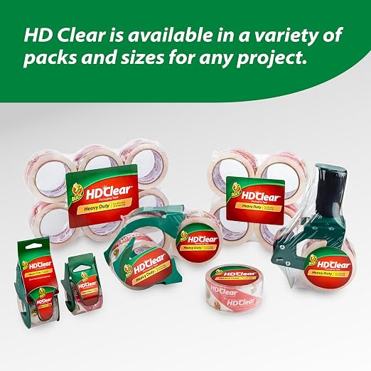 Duck HD Clear Extra Wide Packing Tape - 6 Rolls of Heavy Duty Shipping and Moving Packing Tape – Clear Strong Packaging_Tape for Boxes, Moving Supplies - 3 in. x 54.6 Yards (307352) (Pack of 4)