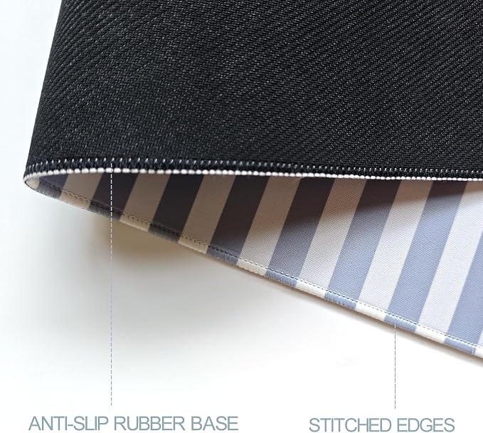 Misty Blue Striped Desk Mat Cute Pastel XXL Large Gaming Mouse Pad Desk Pad Kawaii Aesthetic Home Office Decor Cozy Keyboard Laptop Computer Mat