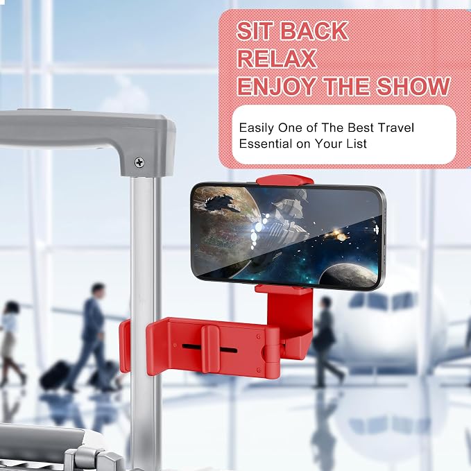 Perilogics Airplane Phone Holder Mount, Plane Travel Essentials (Coral) | Universal in Flight Phone Stand, Hands Free, Dual 360° Rotatio, Must Haves Airplane Travel Accessory