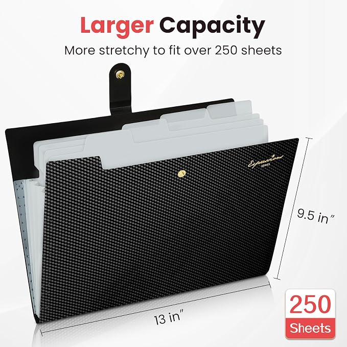 Sooez Accordion File Organizer, Expanding File Folder with Label, 5 Pocket | Folders for Document, Paper Bill Receipt Organizer for Office College School Essential Supplies, Letter Size, Off White