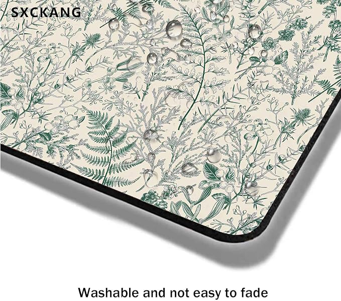 Vintage Botanical Coniferous Branches Mouse Pad, Wild Herbs Plant Mousepad, Square Cute Mouse Pad Design for Office Work, Non-Slip Rubber Gaming Mouse Mat for Computer Laptop, Leaves Aesthetic