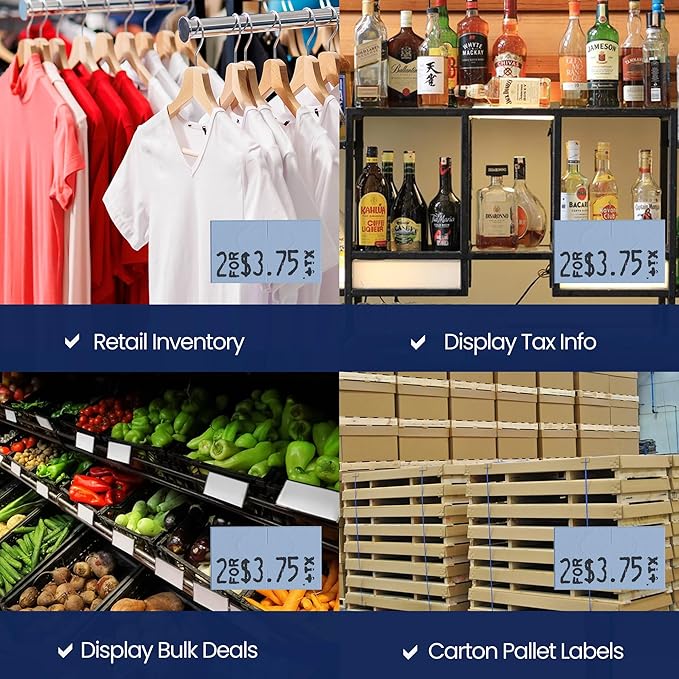 Perco Blue Pricing Labels for Monarch 1131 Price Gun - 1 Sleeve, 8 Rolls, 20,000 Price Marking Labels - with Ink Roll Included