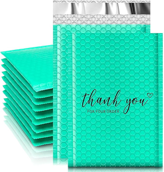 JinRuiKJ Bubble Mailers 4x8" 50 Pack, Padded Envelopes, Strong Adhesion Padded Mailers, Cushioning Padded Shipping Envelopes for Jewelry, Makeup - Green