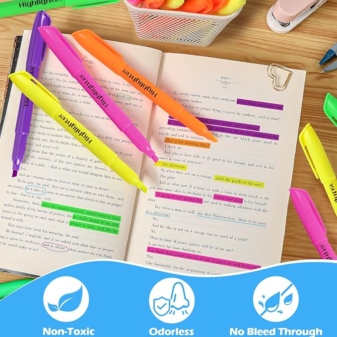 YEGEER Highlighters Bulk, Chisel Tip Dry-Quickly Highlighter Markers, 60 Count-6 Assorted Colors Highlighters Bulk Pack for Adult Kids, Teachers Supplies for School, Classroom Must Have (Multicolor)