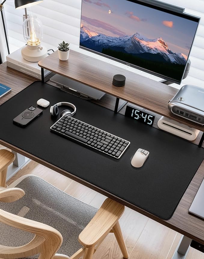 Large Gaming Mouse Pad with Durable Stitched Edges, Non-Slip Rubber Base, Black Mousepad Mouse Mat Desk Pad for Home Office Gaming, 35.4''x15.7''x0.12'', Black