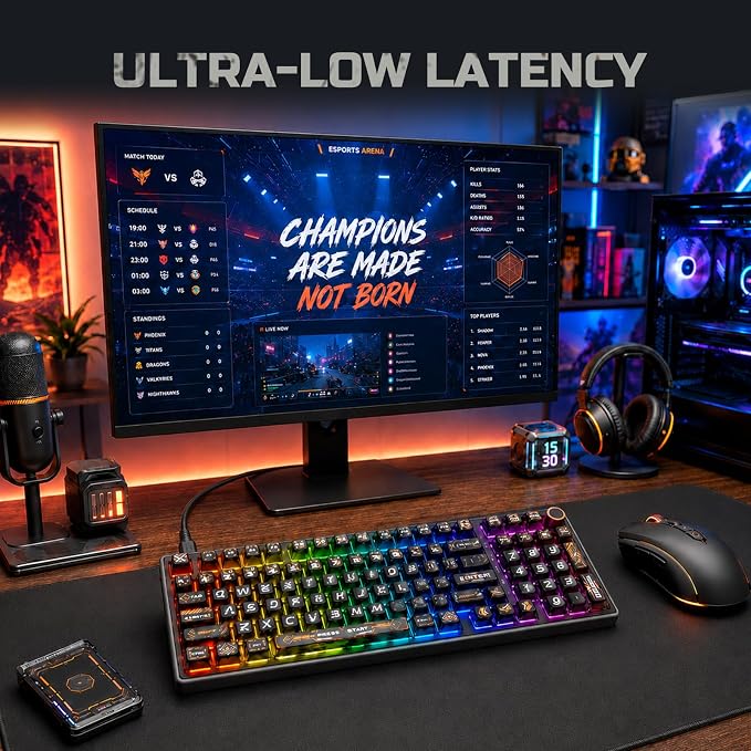 RK ROYAL KLUDGE R98 Pro Wired Mechanical Keyboard, RGB PC Gaming Keyboard with Number Pad and Volume Knob, dye Sublimation DSA Profile Pudding Keycaps, for Win/MAC, Hot Swappable Tactile Beige Switch