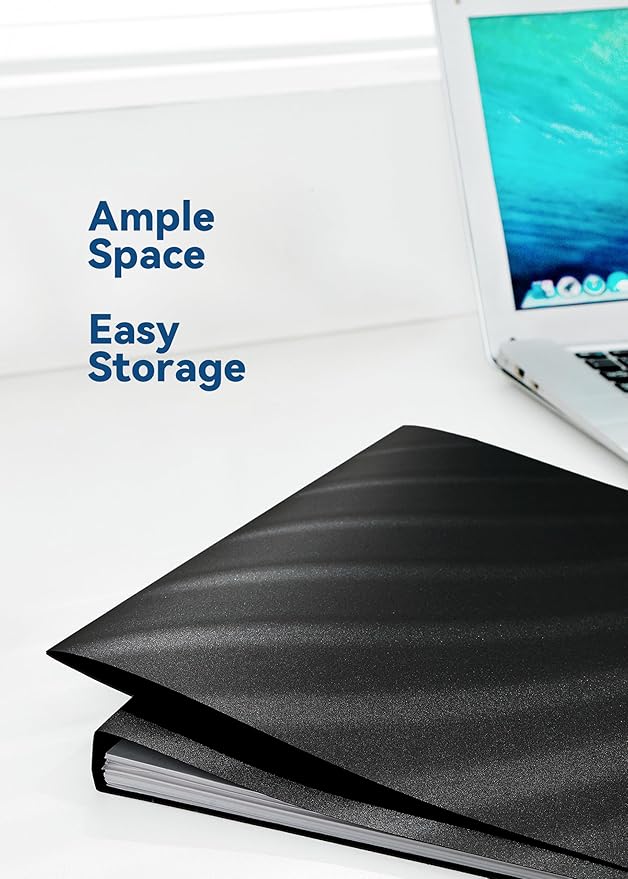Plastic Manila Folders 8.5 x 11, 12 Pack, Poly Black File Folders, 1/3-Cut Tabs with Colorful Labels, Letter Size