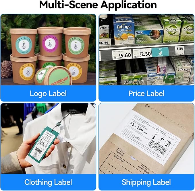 Bluetooth Thermal Shipping Label Printer, Wireless 3x5 Portable Thermal Printer for Small Business, Support iOS, Android, Windows, Mac, Widely