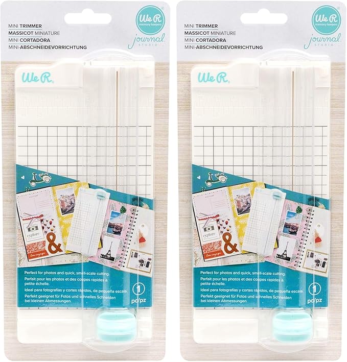We R Memory Keepers-Mini Trimmer Tool, Paper Trimmer Card Stock Trimmer Craft Supplies Paper Crafts Trimming Tool Paper Trimmer for Crafting DIY Crafts Paper Trimmer for Card Making (Pack of 2)