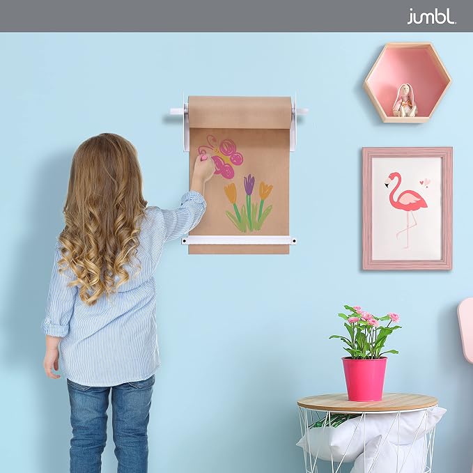 Jumbl 12” Wall Mounted Kraft Paper Dispenser | Hanging Paper Roll with Cutter for Kitchen, DIY Room, Office, Business, & More | Great for to-Do Lists, Menus, Grocery Lists, & Art Projects
