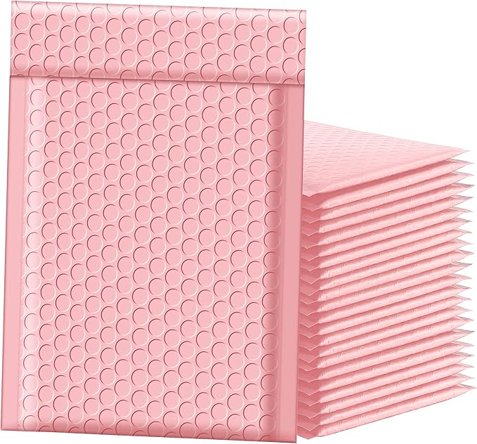 Famagic Bubble Mailers 6x10 Inch 50pc Light Pink Shipping Bags, Chic Packaging Bags For Small Business, Colored Padded Mailing Envelopes, Opaque Matte Self Seal Bubble Poly Mailers Bulk #0