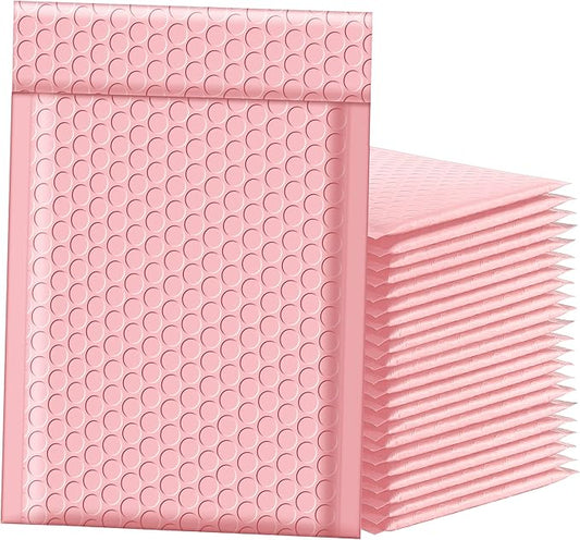 Famagic Bubble Mailers 6x10 Inch 50pc Light Pink Shipping Bags, Chic Packaging Bags For Small Business, Colored Padded Mailing Envelopes, Opaque Matte Self Seal Bubble Poly Mailers Bulk #0
