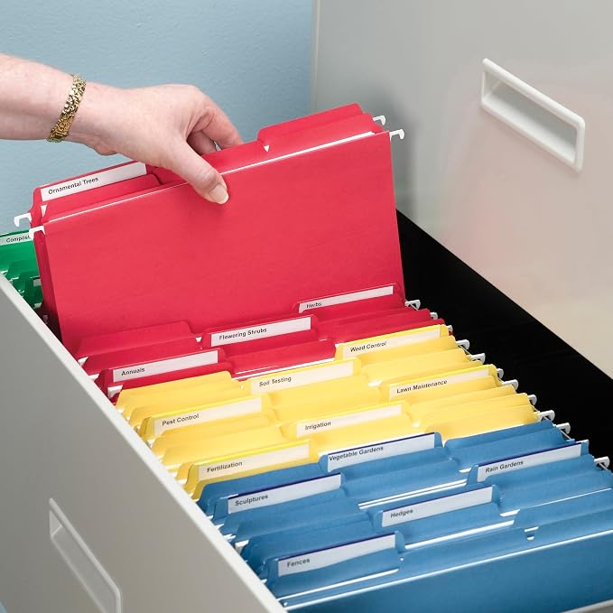 Smead File Folder, 1/3-Cut Tab, Assorted Positions, Letter Size, Red, Value Filing Products, 100 per Box