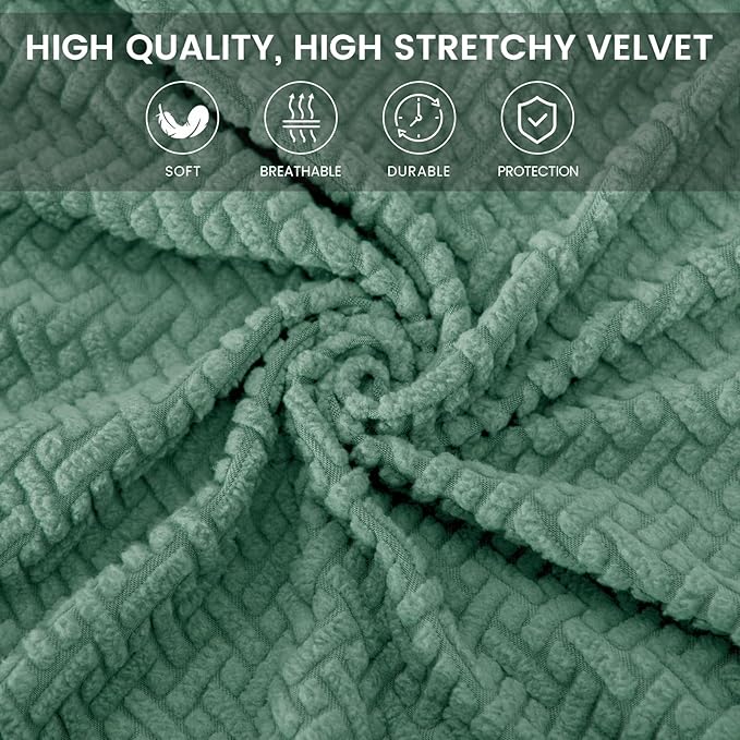 MIFXIN Computer Office Chair Cover Stretch Elastic Slipcover 2 Piece Stretchy Jacquard Computer Chair Seat Covers Protector for Home Office Rotating Chair, Only Covers, NO Chair (Green)