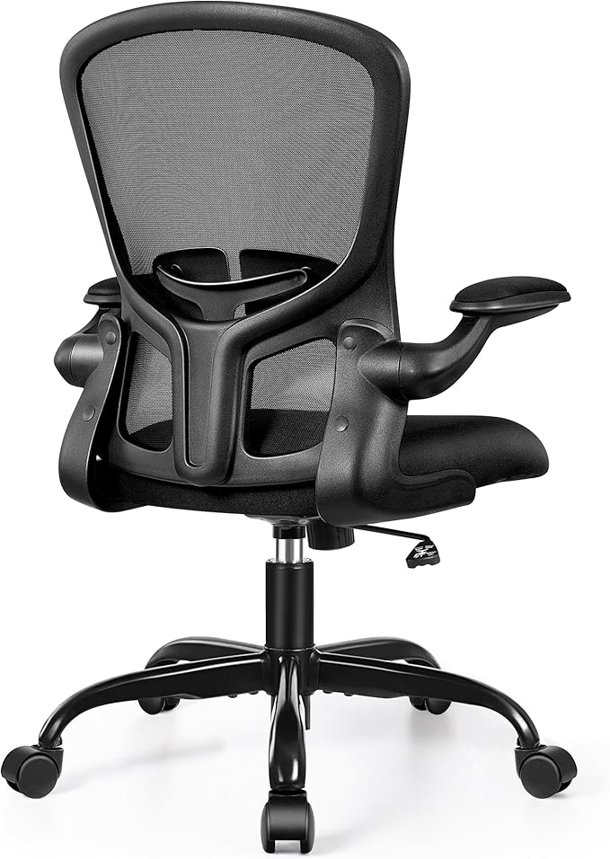 FelixKing Office Desk Chairs, Ergonomic PC Desk Chair with Wheels, Adjustable Lumbar Support and Height, Swivel Computer Chair with Flip-up Armrests, Ergo Mesh Backrest for Working (Black, Pack of 2)