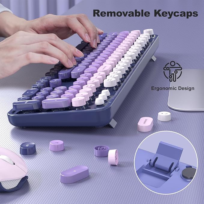 KNOWSQT Wireless Keyboard and Mouse Combo - Purple-Gradient Colorful 2.4G Typewriter Full-Size Cute Keyboards - USB Receiver Plug and Play, for Computer, PC, Laptop, Desktop, Windows
