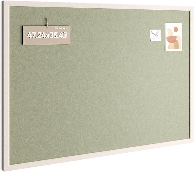 Fluxynara 47.2" x 35.4" Felt Frame Bulletin Board, Sage | Cork Board Alternative with 36 Removable Adhesive Tabs, Foldable Pin Board for Wall, Home, Office, Classroom & Dorm