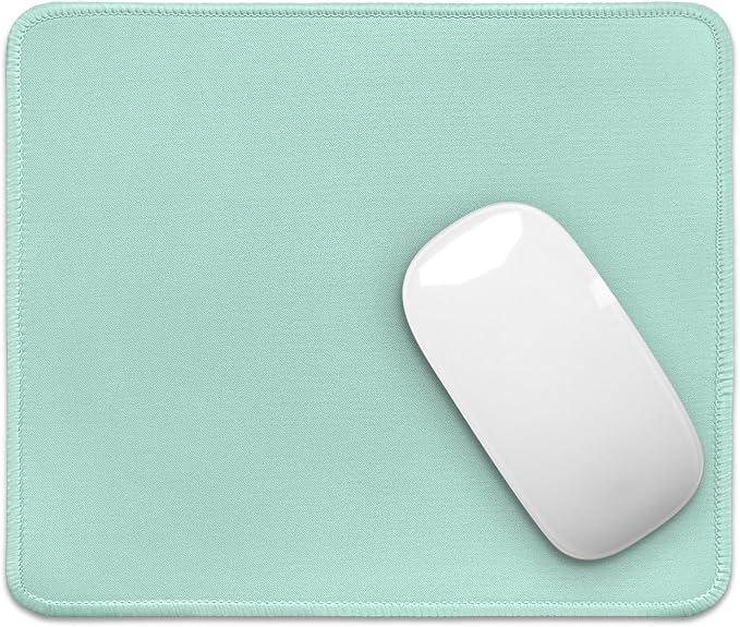 FROGIGO Mouse Pad with Stitched Edges - Solid Color Mousepad for Women, 9.25 x 7.75 inch Washable Square Desk Pad, Non-Slip Rubber Base, Office Home Laptop Accessories - Baby Blue