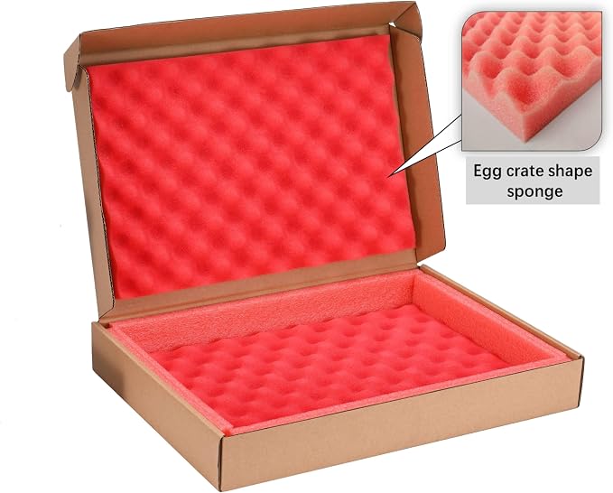 Laptop Shipping Box Secure Mailer Box Kraft Mailing Boxes with Protection Foam Without Available Space for Chargers or Cords, Fits Most Laptop Screen Sizes (Pack of 2)