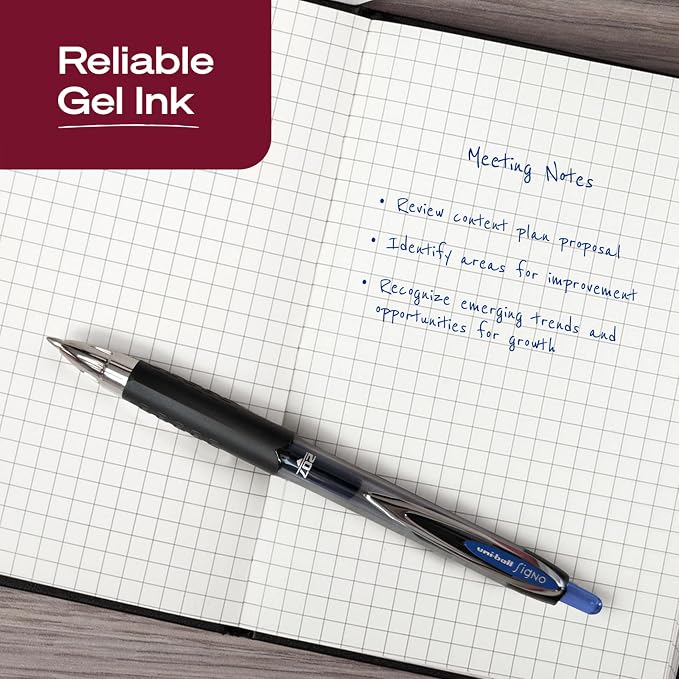 uniball™ 207 Gel Pens, Blue Ink, 0.7mm Medium Point, Retractable, 4 Count | Smooth Writing, Fraud-Resistant, uni Super Ink™