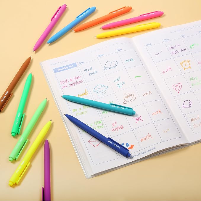 Mr. Pen- Retractable Gel Pens, 12 Pack, Bright Color Ink, Fine Point 0.7mm | Fast Dry, Smooth Writing, Cute Pens for Drawing, Writing Planner and School Supplies