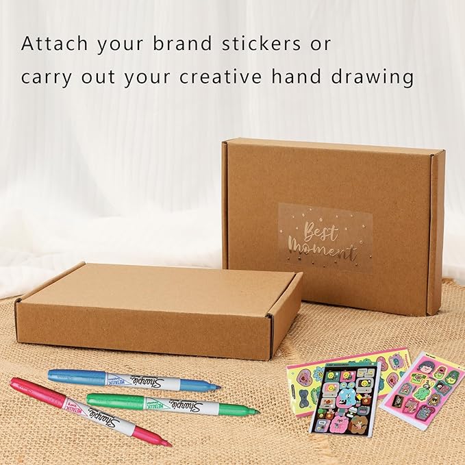 BIOBROWN 7x5x1" Small Shipping Boxes 50 Pack, Corrugated Cardboard Mailer Boxes Bulk for Packaging Small Business Mailing Gift, Kraft Brown