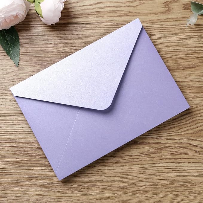 PONATIA A7 Envelopes, Sparkle Lilac 5 x 7 Envelopes | A7 Shimmer Envelopes Perfect For Wedding Invitations Cards, Christmas Gift Cards , Acrylic Invitations, Photos