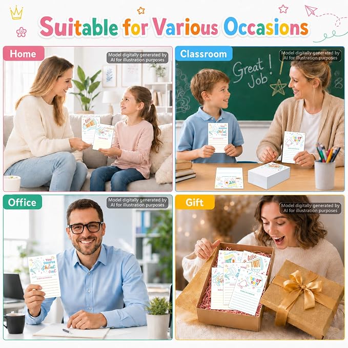 200 Count Colorful Shout Out Cards Positive Appreciation Recognition Reward Cards Encouragement Postcard Set for Employees Teachers Students Staff Office Back to School or Work Bulletin Board