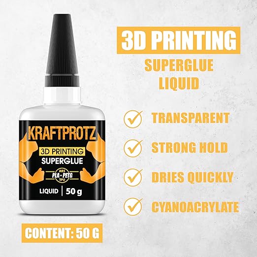 3D Printer Super Glue Thin for PLA, ABS, PETG, TPU & Nylon – 1.76 oz XXL – Capillary Action, Ultra Fast-Drying & Clear – Perfect for Resin, RC Parts, Cracks & Fine Detail Fixes