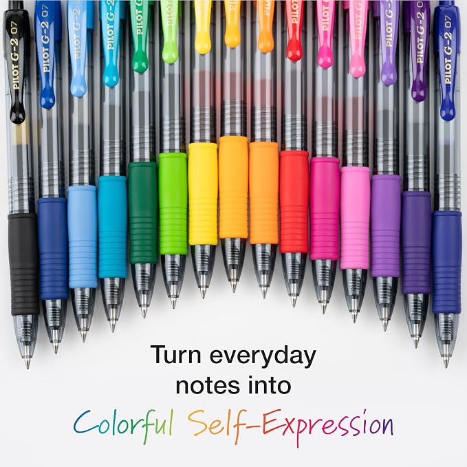 PILOT G2 Gel Roller Pens, G2 Rainbow Colors Pack, 15 Pack Pouch, Assorted