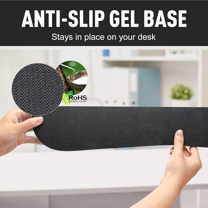 Gimars Upgrade Enlarge Silky and Superfine Fabric Gel Memory Foam Keyboard Wrist Rest Set, Ergonomic Keyboard Mouse Wrist Support for Typing Pain Relief, Comfort for Office, Gaming, Computer, Black