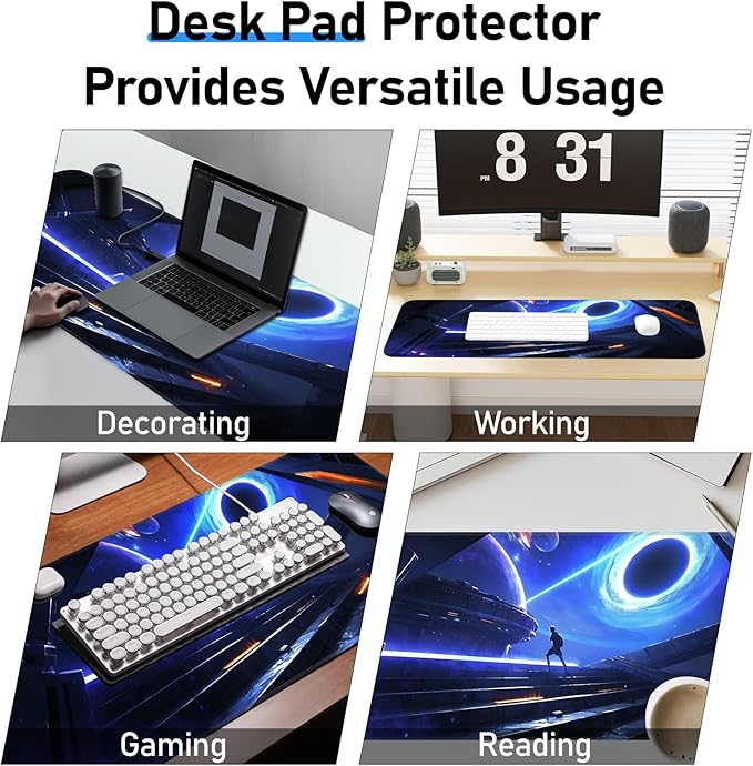 Mouse Pad, Non-Slip Rubber Bottom, Stitched Edge Gaming Mouse Pad for Home, Office, Gaming, 31.5 x 11.8 Inch Large Desk Mat, Desktop Protector