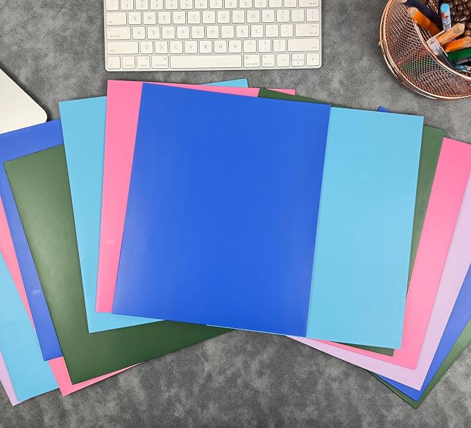 100 Packs Color Folders with Pockets,Two Pocket Folders Bulk Fit Letter Size Paper,File Folders Letter Size,Durable Paper Folders for School, Office, Business. (100, Colored)