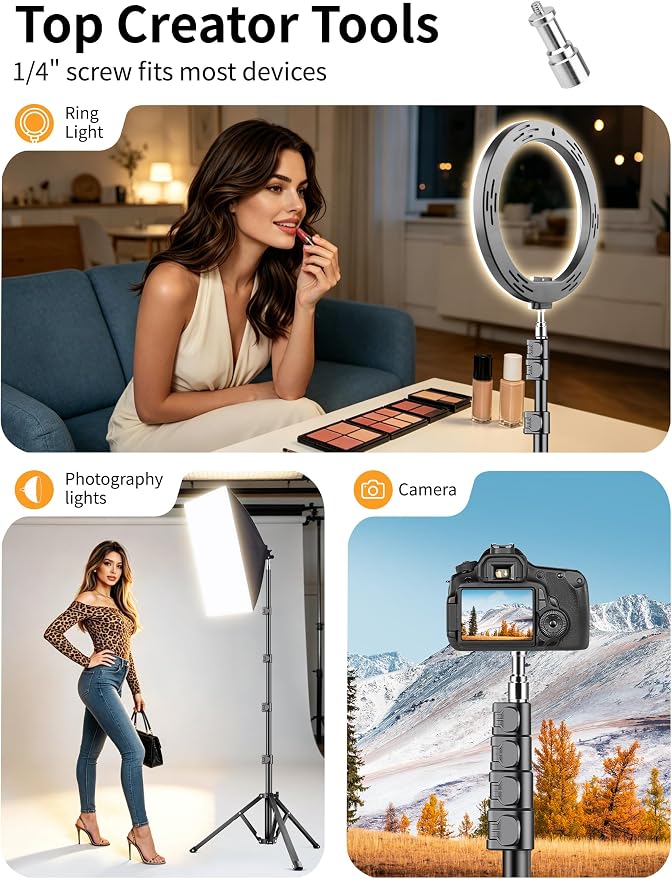 Flexible Tripod for iPhone, 88" Tall Cellphone Tripod with Gooseneck, Phone Holder and Wireless Remote, Camera Phone Stand for Recording Filming, Compatible with iPhone/Android