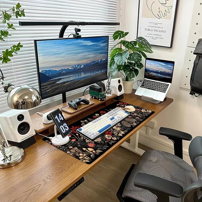 Desk Mat Mouse Pad Gaming Desk Pad XL Large Mouse Mat Office Decor Accessories (Mushroom Ferns)