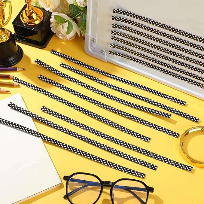 Relaxweex 48 Pcs Black and White Polka Dots Magnetic Borders for Classroom Whiteboard Mini Polka Dots Straight Strips Trims for Back to School Classroom Office Decorations