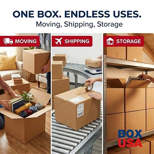 BOX USA Moving Boxes Holds 65lbs, 20"L x 20"W x 15"H (12-Pack) Large - Corrugated Cardboard Box for Shipping, Mailing, Packing, Packaging and Storage
