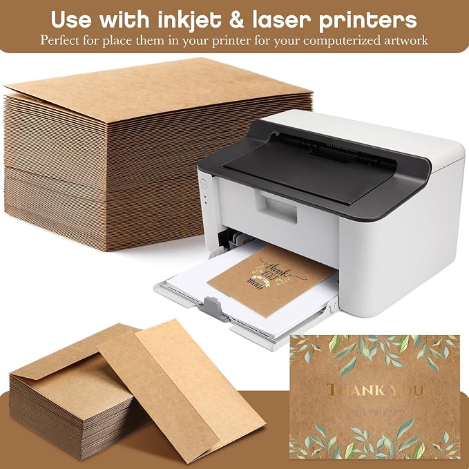 Fainne 1200 Pack Kraft Envelopes for Invitation, 120 GSM,A7, 5.25 X 7.25 in | Brown Envelopes for Invitation, 120 GSM Gift Card for Office, Wedding, Gift, Party, Baby Shower, Mailings