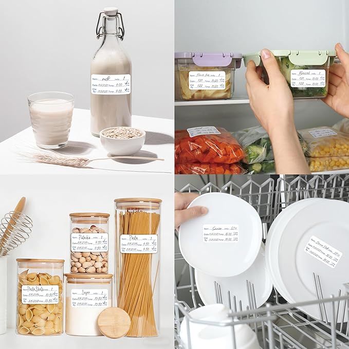 500 Dissolvable Food Labels,Removable Freezer Pantry Stickers with Perforation Line,Fast Dissolving No Residue Left for Food Containers,Jars,Freezers,Kitchen,Restaurant Storage Organization (1” x 2”)