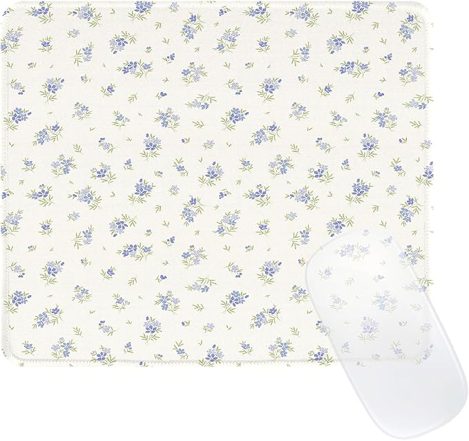 Elegant Blue Bouquet of Flowers Mouse Pad, Waterproof Aesthetics Floral Mouse Pads Design, Non-Slip Rubber Base Computer Simple Funny Mousepad,Small Mouse Mat Desk Accessories Office Supplies