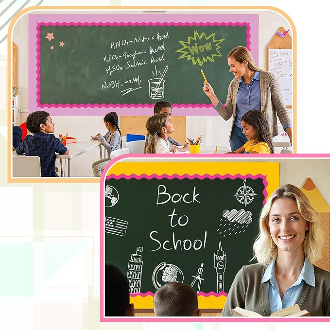 Bulletin Board Borders, 8 Rolls 262.4 Ft Rainbow Scalloped Classroom Decor | Colorful Bulletin Board Decorations for Classroom, School, Office, Blackboard, Whiteboard Trim & Home, Posters, Board Trim