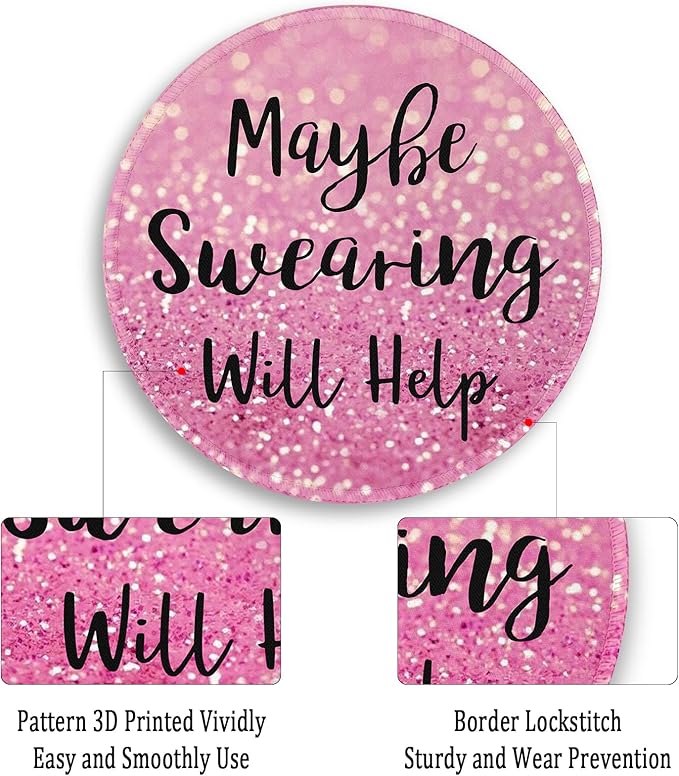 Gctriki Computer Mouse Pad, Funny Pink Round Mouse Pads for Desk Travel Work Laptop Gaming, Cute Pink Home Office Supplies Desk Accessories Decor Inspirational Graduation Gifts Office Gifts