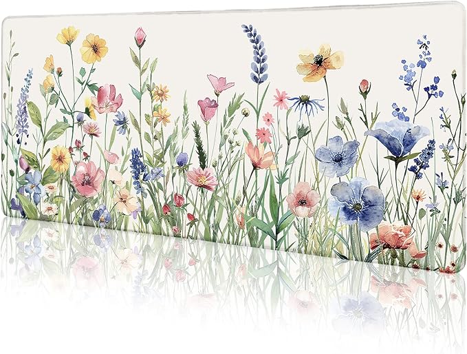 LIMKRIAN Flower Mouse Pad Large Desk Mat for Keyboard Mouse, 31.5x11.8 in | Stitched Edges, Non-Slip, XL Computer Mousepad For Desktop Laptop Gaming, Cute Floral Office Supplies Desk Accessories Decor