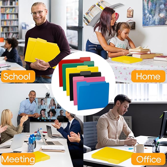 100 Packs Yellow File Folder,1/3-Cut Tabs,Paper File Folders Letter Size,8.5x11 Inch Manilla File Folders for Office Filing,School Projects and Home,Folders for Documents