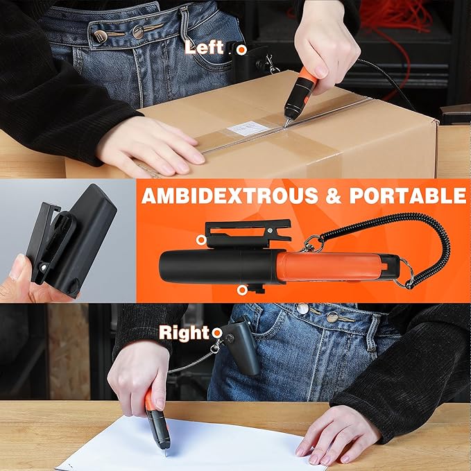ValueMax 4-Pack Box Cutter Knife, Cardboard Cutter with Self-Retracting 3-Position Locking Blade, Safety Sheath, Lanyard, 36 Blades Included, Blade Storage Design, for Cartons, Cardboard and Boxes