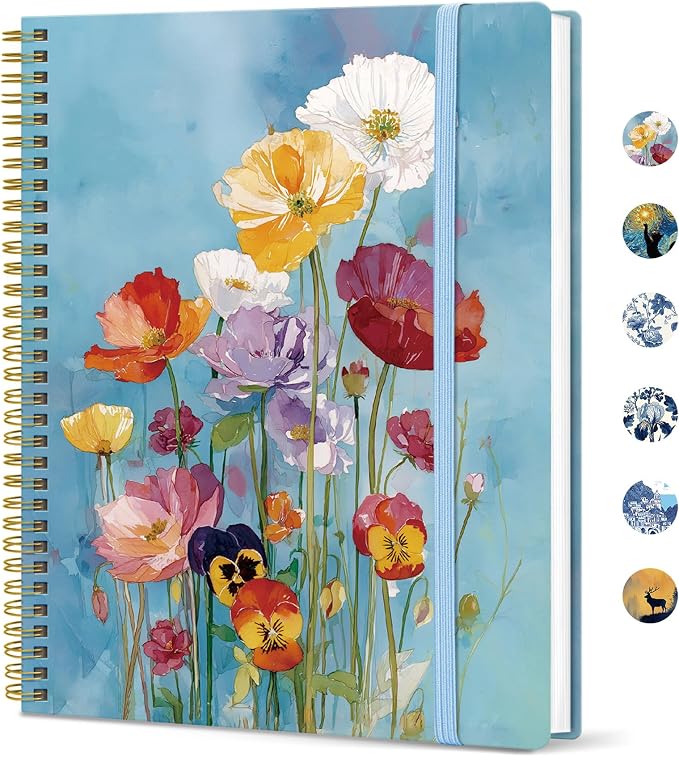 Taja Large Spiral Lined Journal for Women and Men, Notebook for Work | Floral Verse 8.5" x 11" Notebooks for Note taking, Writing & Journaling, College Ruled Pages, Plastic Cover